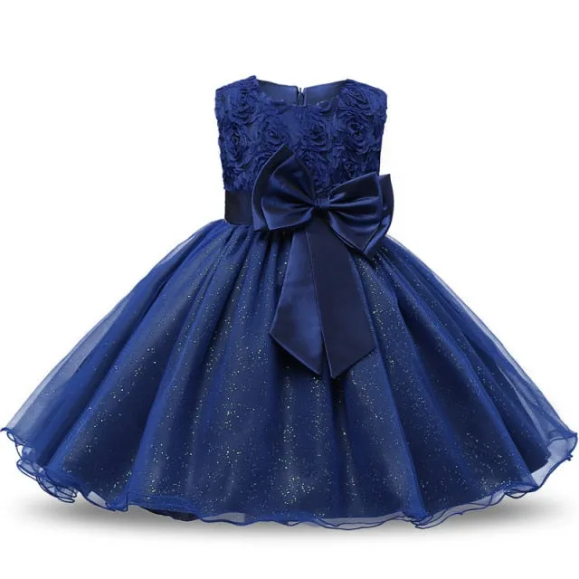 Infant Baby Girls Flower Dresses Christening Gowns Newborn Babies Baptism Clothes Princess tutu Birthday White Bow Dress