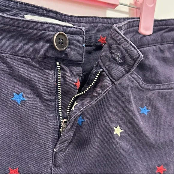 Isabel Marant Etoile Shorts Embroidered Stars Navy Blue Mid Rise Size 40