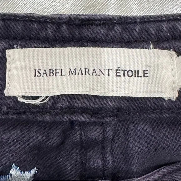 Isabel Marant Etoile Shorts Embroidered Stars Navy Blue Mid Rise Size 40