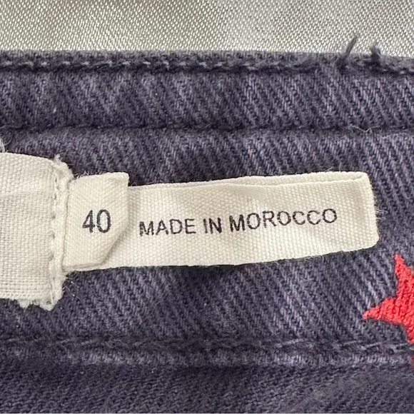 Isabel Marant Etoile Shorts Embroidered Stars Navy Blue Mid Rise Size 40