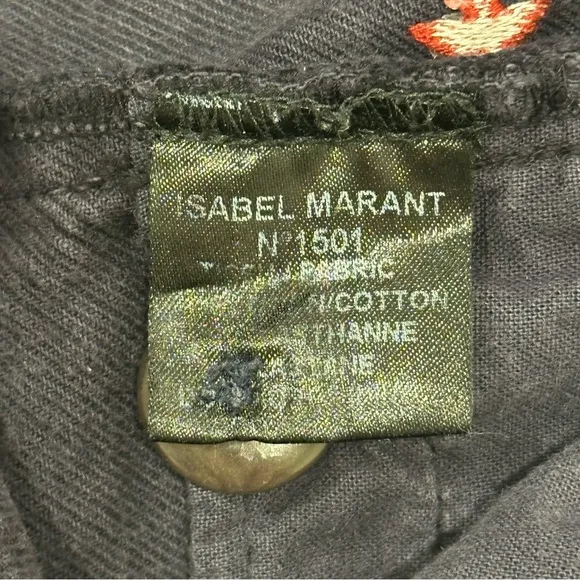 Isabel Marant Etoile Shorts Embroidered Stars Navy Blue Mid Rise Size 40