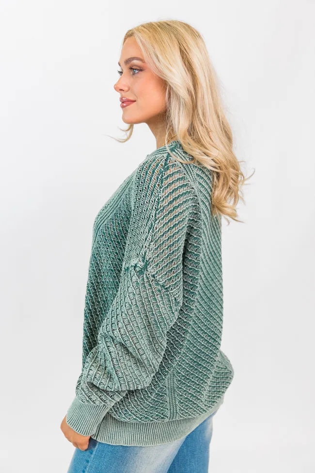 It's Too Easy Olive Acid Wash Sweater FINAL SALE