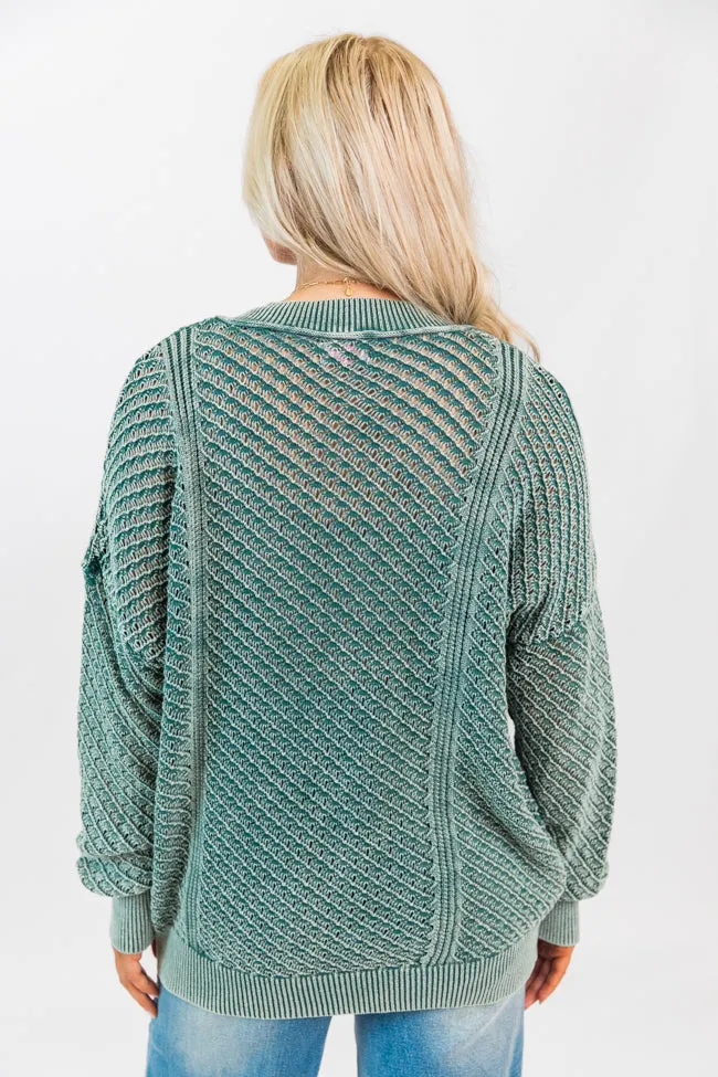 It's Too Easy Olive Acid Wash Sweater FINAL SALE