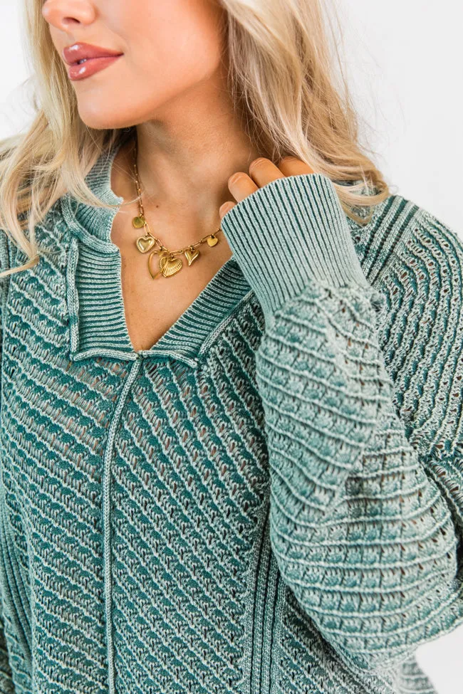 It's Too Easy Olive Acid Wash Sweater FINAL SALE