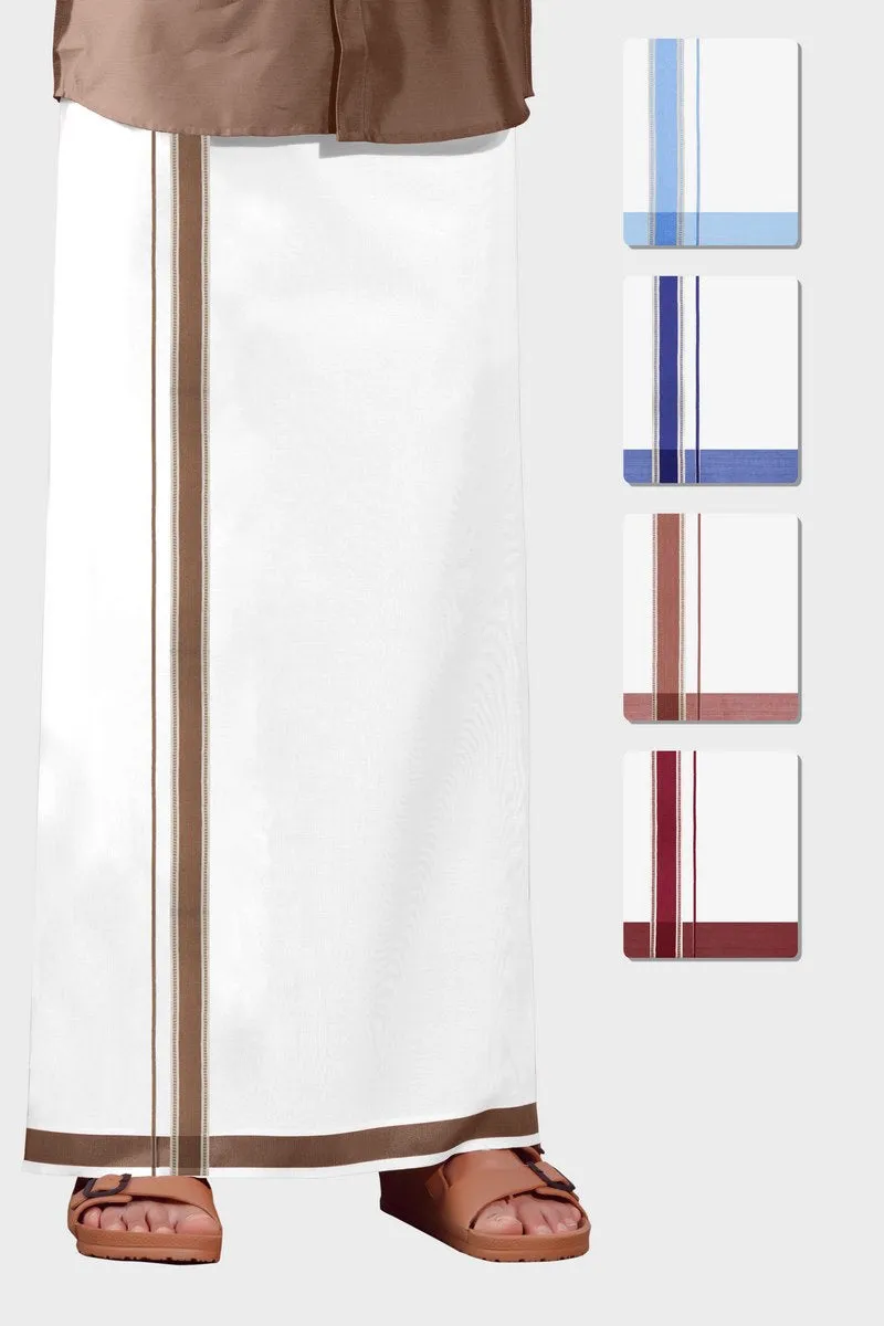 Julian Yadav - Light Green Smooth Cotton Double Layered Dhoti With Fancy Borders | Uathayam