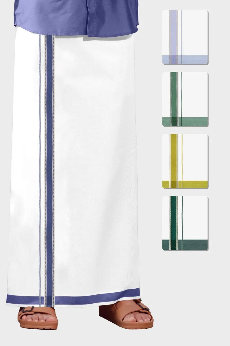Julian Yadav - Light Green Smooth Cotton Double Layered Dhoti With Fancy Borders | Uathayam