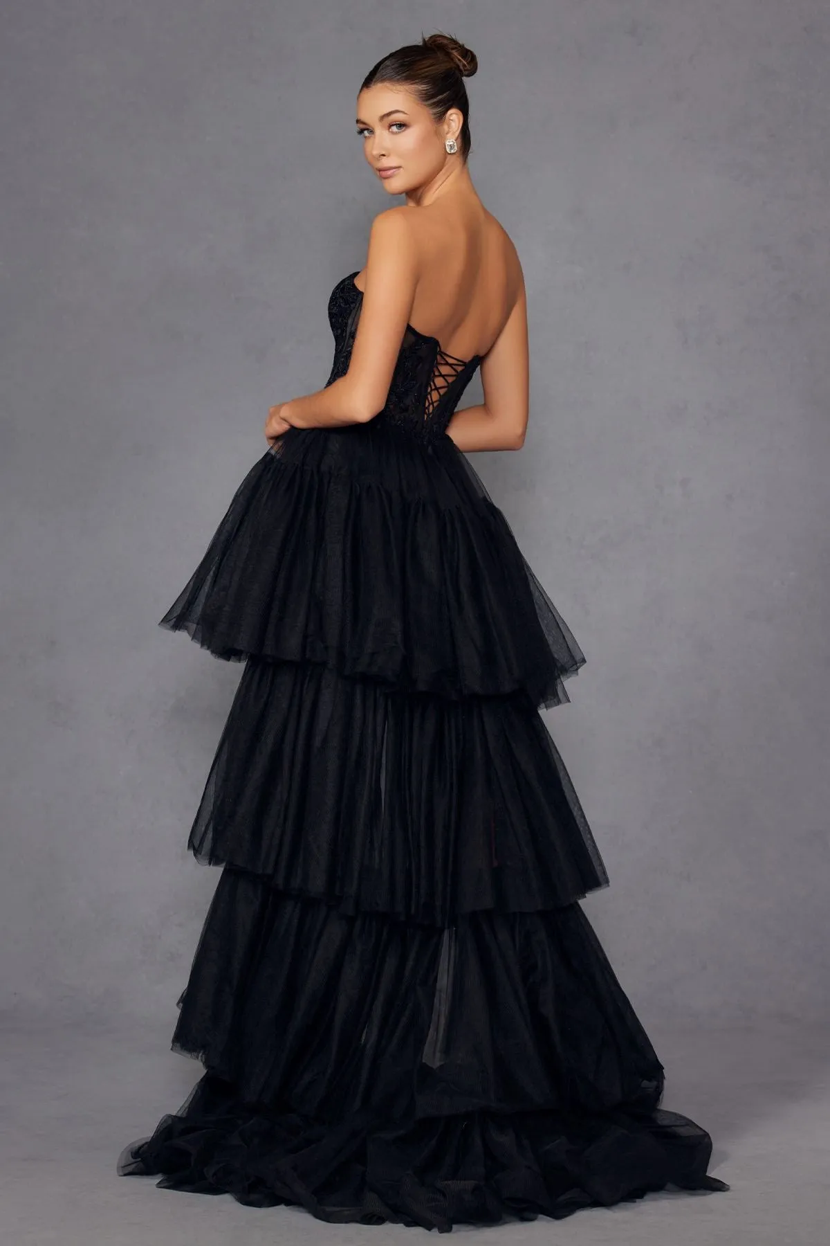 Juliet JT2488S Strapless Corset Bodice High Low Dress Removable Skirt