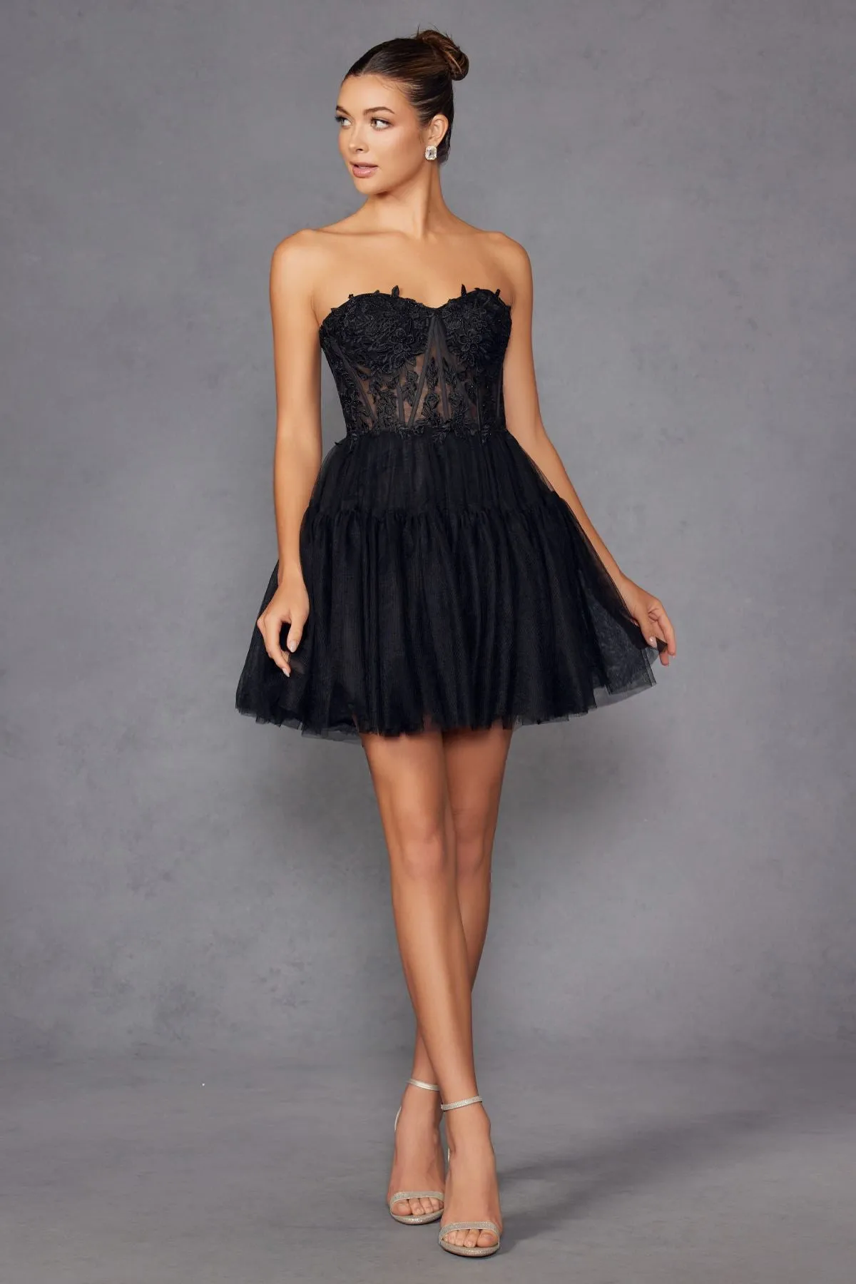 Juliet JT2488S Strapless Corset Bodice High Low Dress Removable Skirt