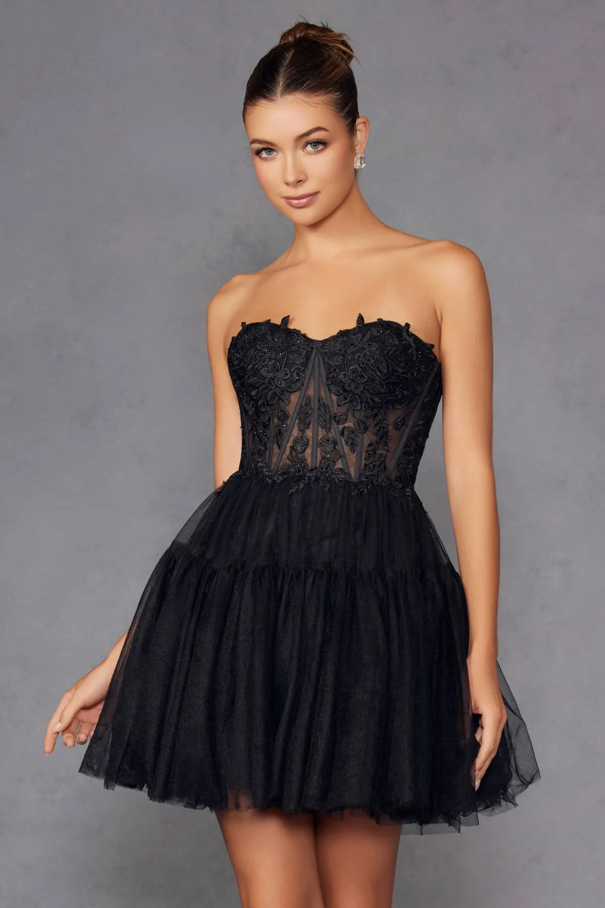 Juliet JT2488S Strapless Corset Bodice High Low Dress Removable Skirt