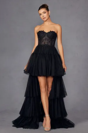 Juliet JT2488S Strapless Corset Bodice High Low Dress Removable Skirt