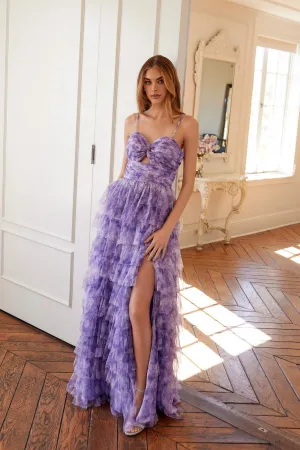 Juliet JT2508A Sweetheart Keyhole Neckline Ruffled Tier Skirt Gown