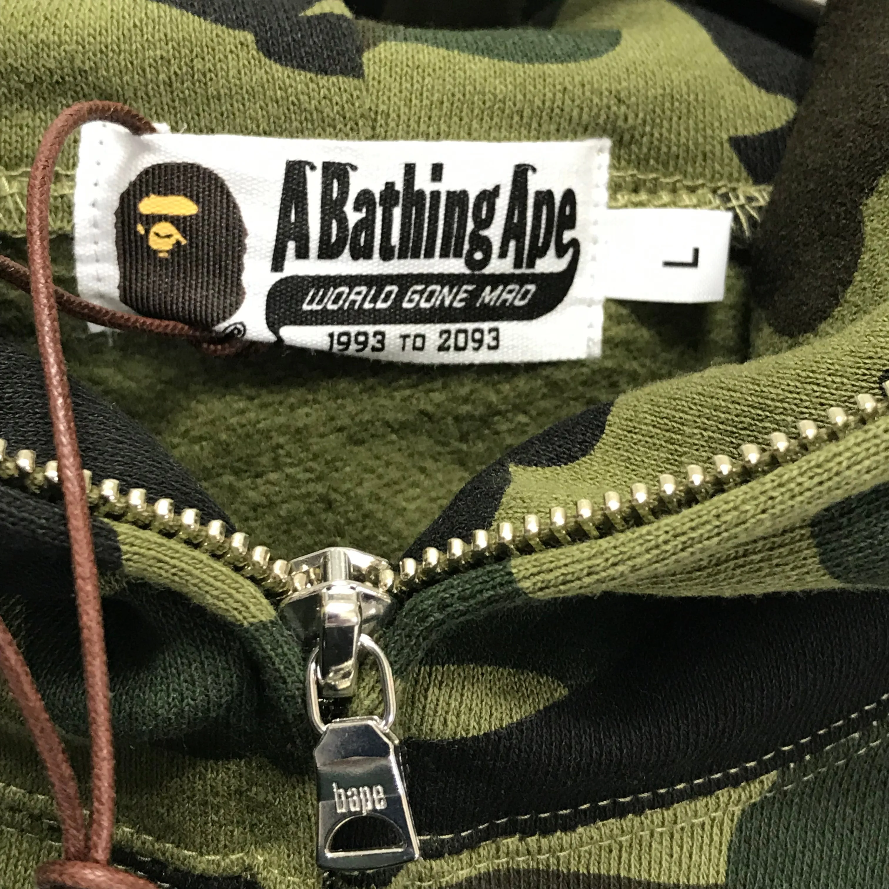 [L] DS! A Bathing Ape Bape 1st Camo Shark WGM Full Zip Hoodie