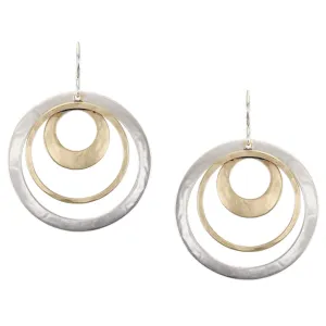 Large Rings with Cutout Disc Wire Earrings