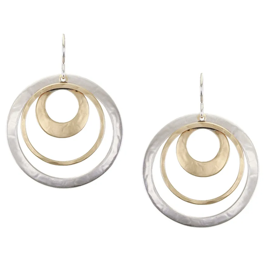 Large Rings with Cutout Disc Wire Earrings