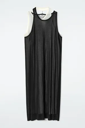 Layered knitted midi dress
