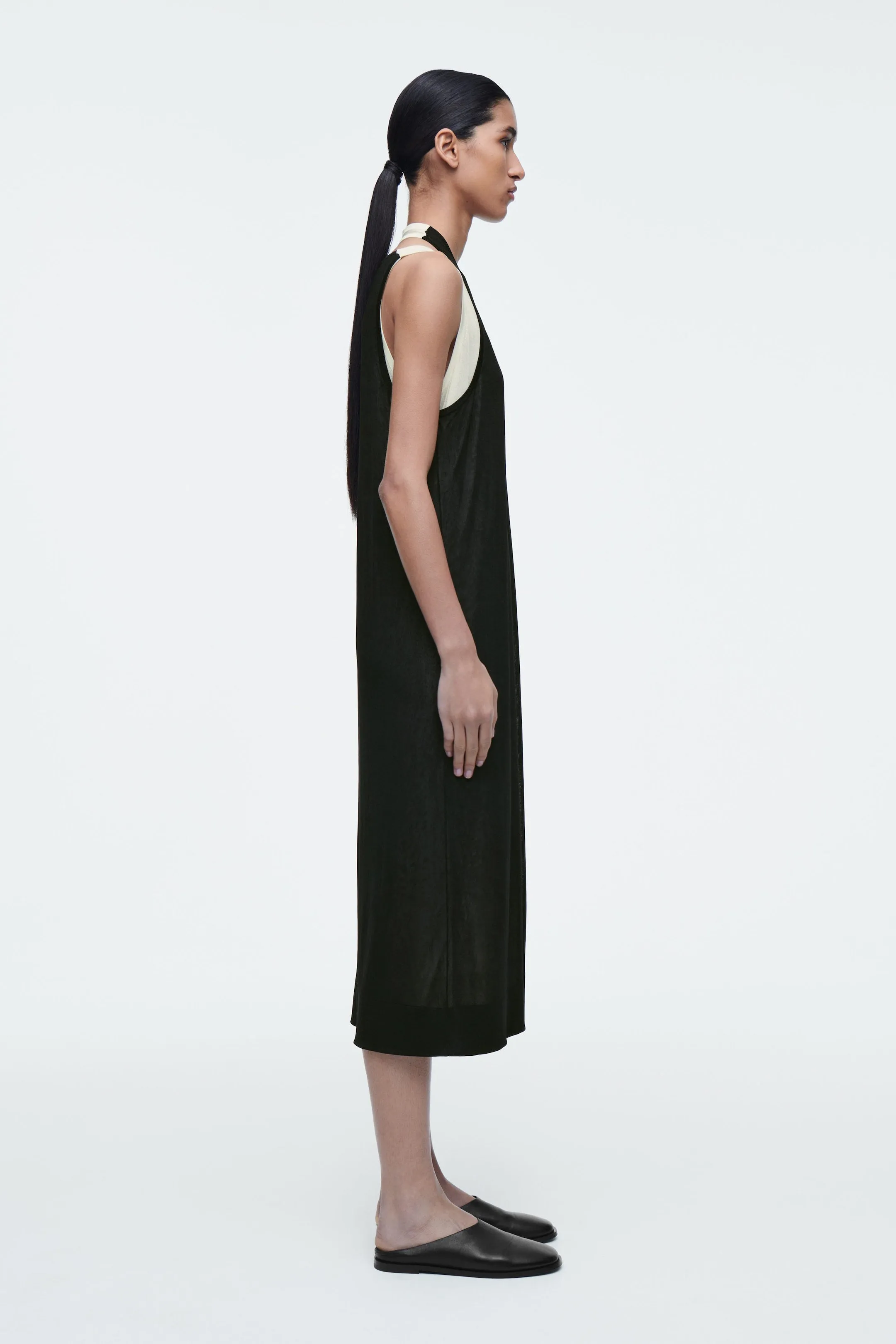 Layered knitted midi dress
