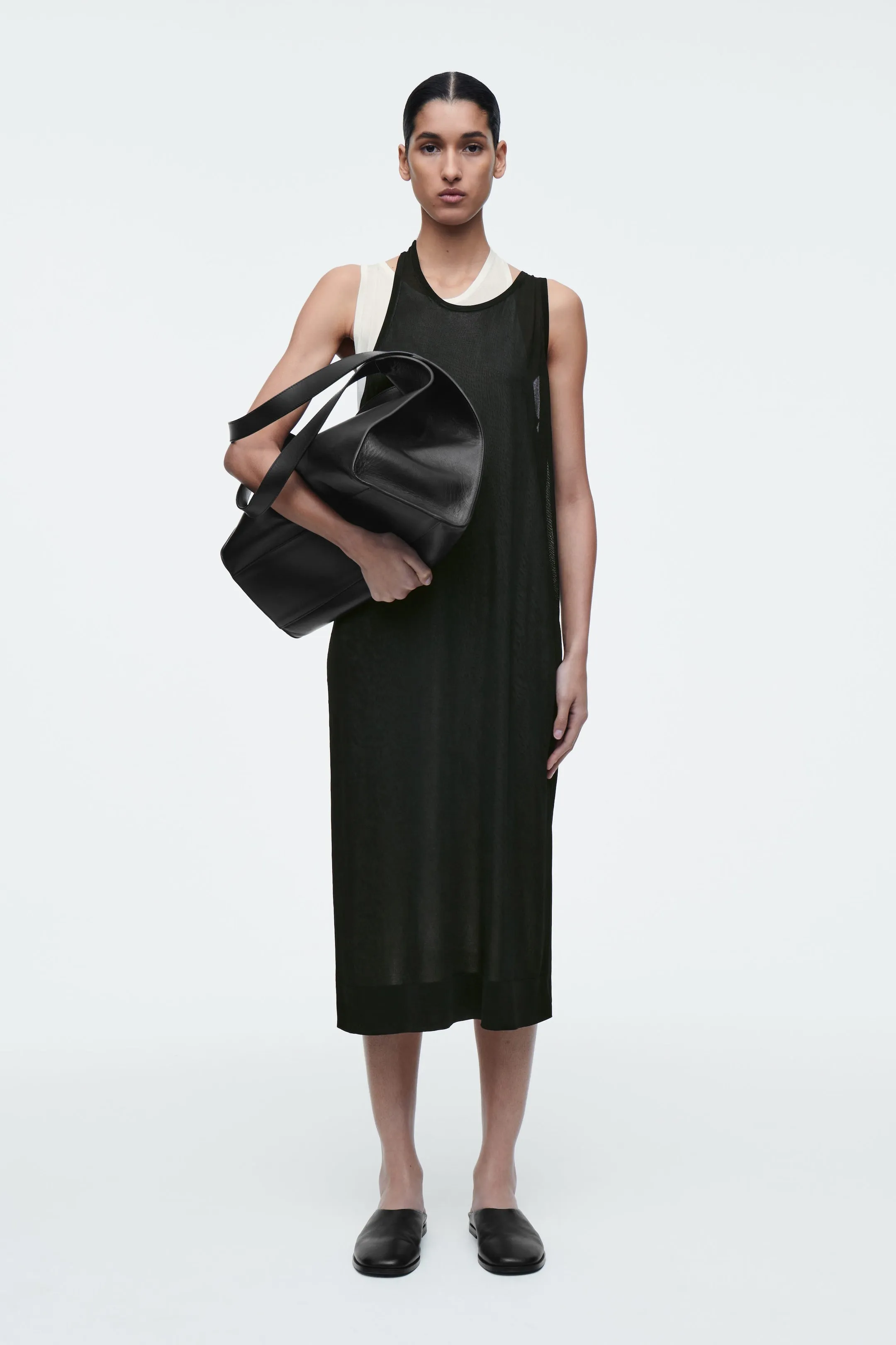 Layered knitted midi dress