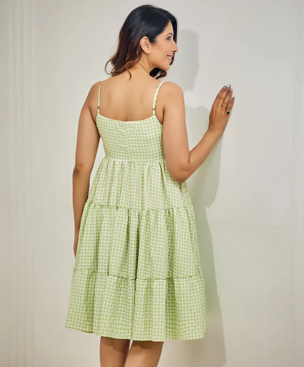 Layered Strappy Gingham Dress