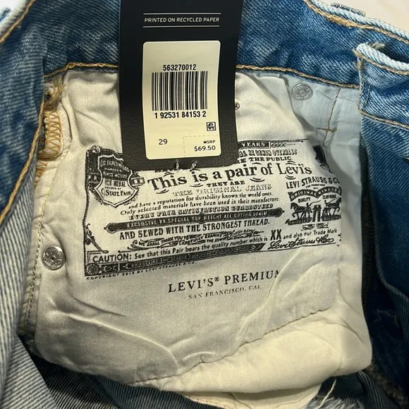 Levi’s 501 Premium Cut off Jean Shorts Fault Line Size 29