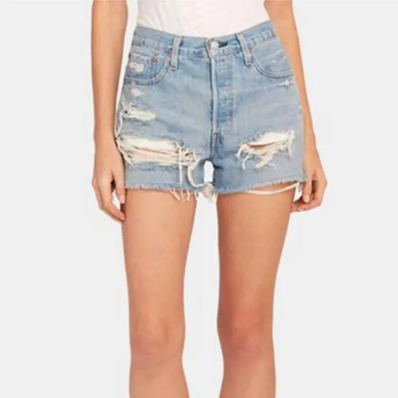 Levi’s 501 Premium Cut off Jean Shorts Fault Line Size 29