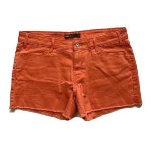 Levi's Cut Off Jean Denim Shorts Womens 16 (36) Stretch Distress Raw Hem Orange‎