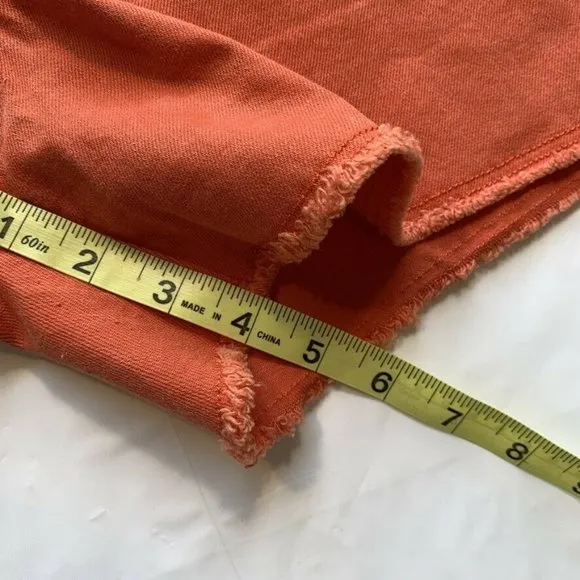 Levi's Cut Off Jean Denim Shorts Womens 16 (36) Stretch Distress Raw Hem Orange‎