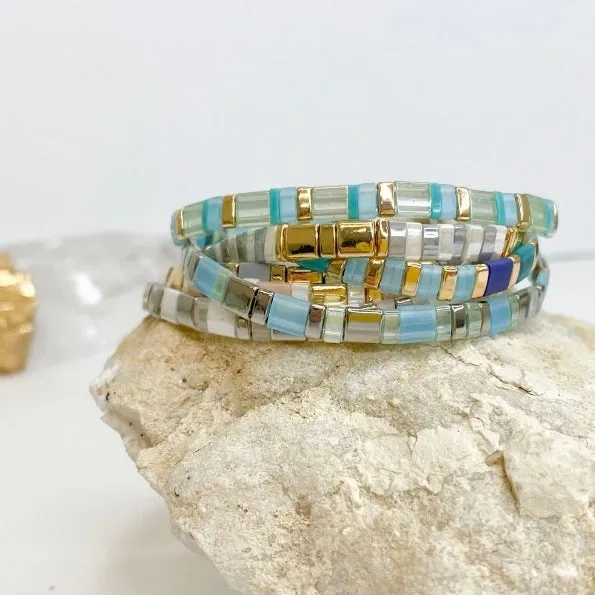Light Blue Miyuki Stretch Bracelet