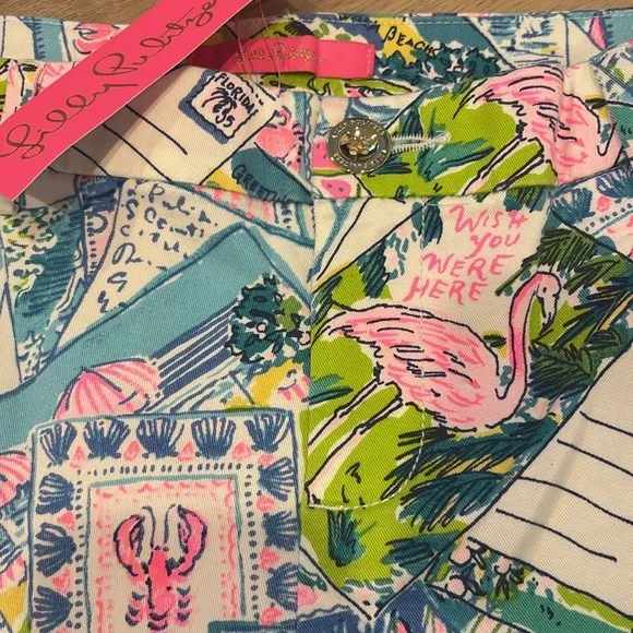 Lilly‎ Pulitzer Callahan Stretch Shorts Wish You Were Here Size 6 Cotton Women