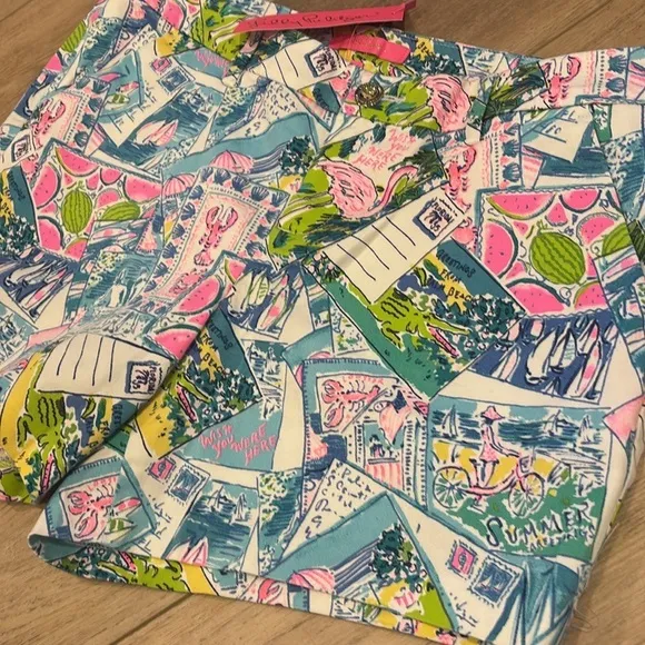 Lilly‎ Pulitzer Callahan Stretch Shorts Wish You Were Here Size 6 Cotton Women
