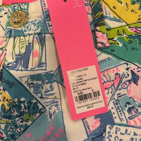 Lilly‎ Pulitzer Callahan Stretch Shorts Wish You Were Here Size 6 Cotton Women