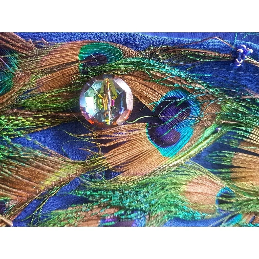 Liz Malraux Haute Couture Silk/Peacock Feathers Jacket Sz40