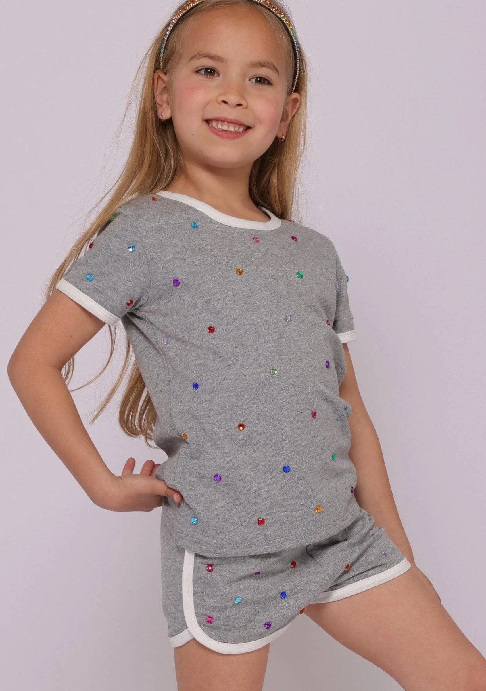 Lola and The Boys Grey Gem Short Set