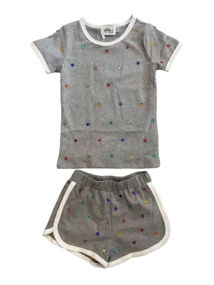 Lola and The Boys Grey Gem Short Set