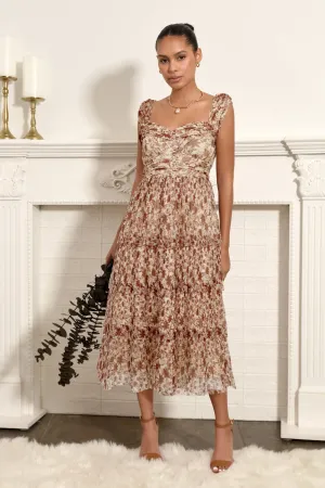 Lola Off Shoulder Tulle Printed Dress