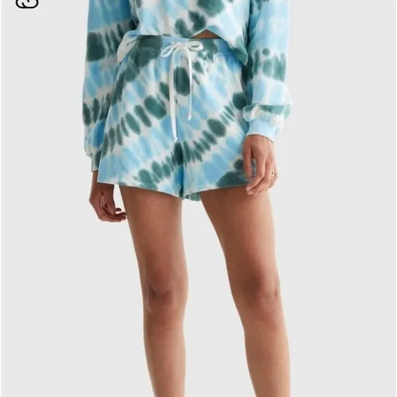 Lucky Brand Women's Drawstring Waist Active Short, Blue Sage Tye Dye, XS, M, &amp; L