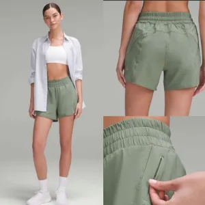 Lululemon Track That High-Rise Lined Short 5&quot;Grey Eucalyptus! NWT