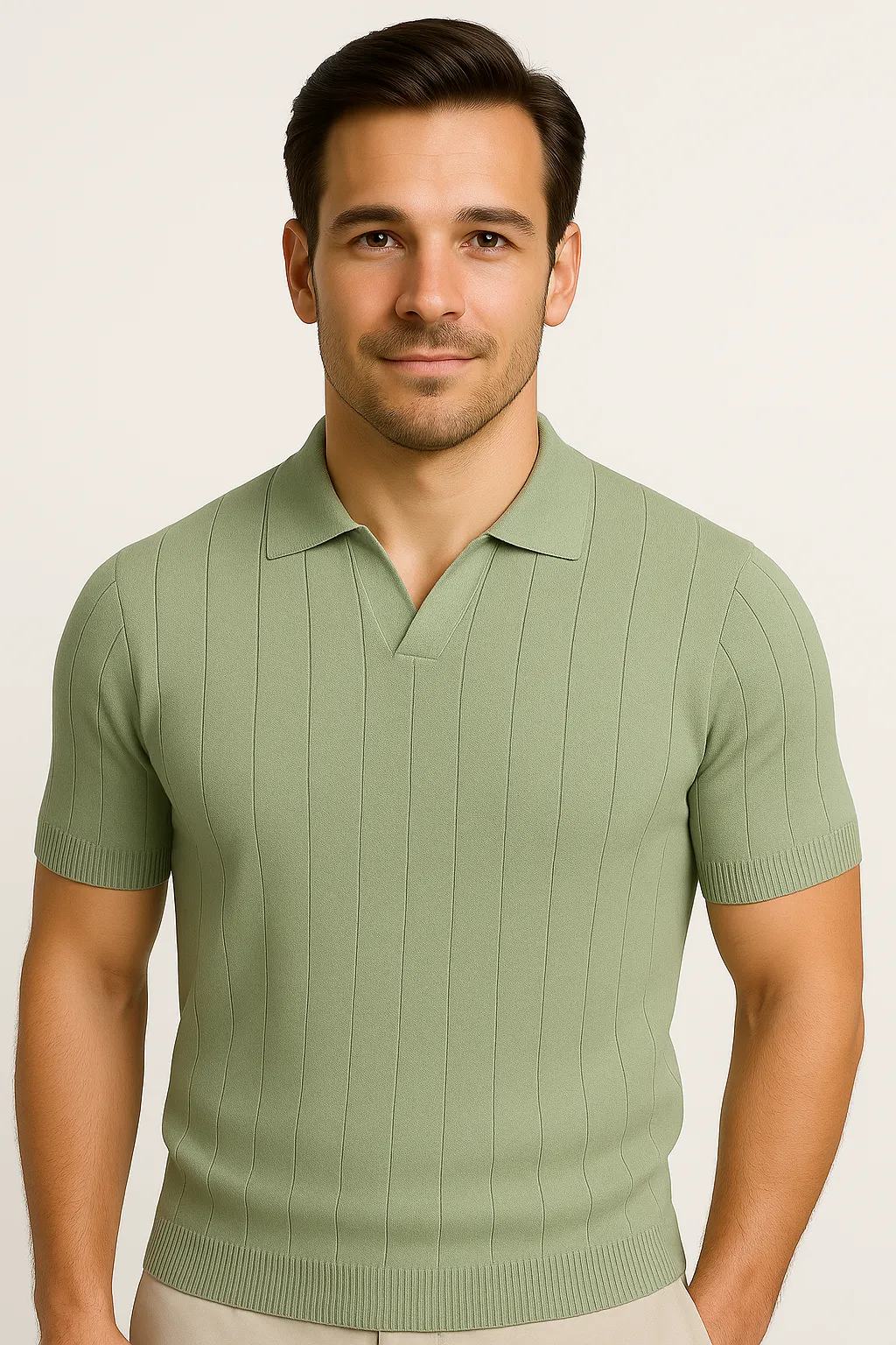 LumiNovi | The Striped Cotton Polo Shirt
