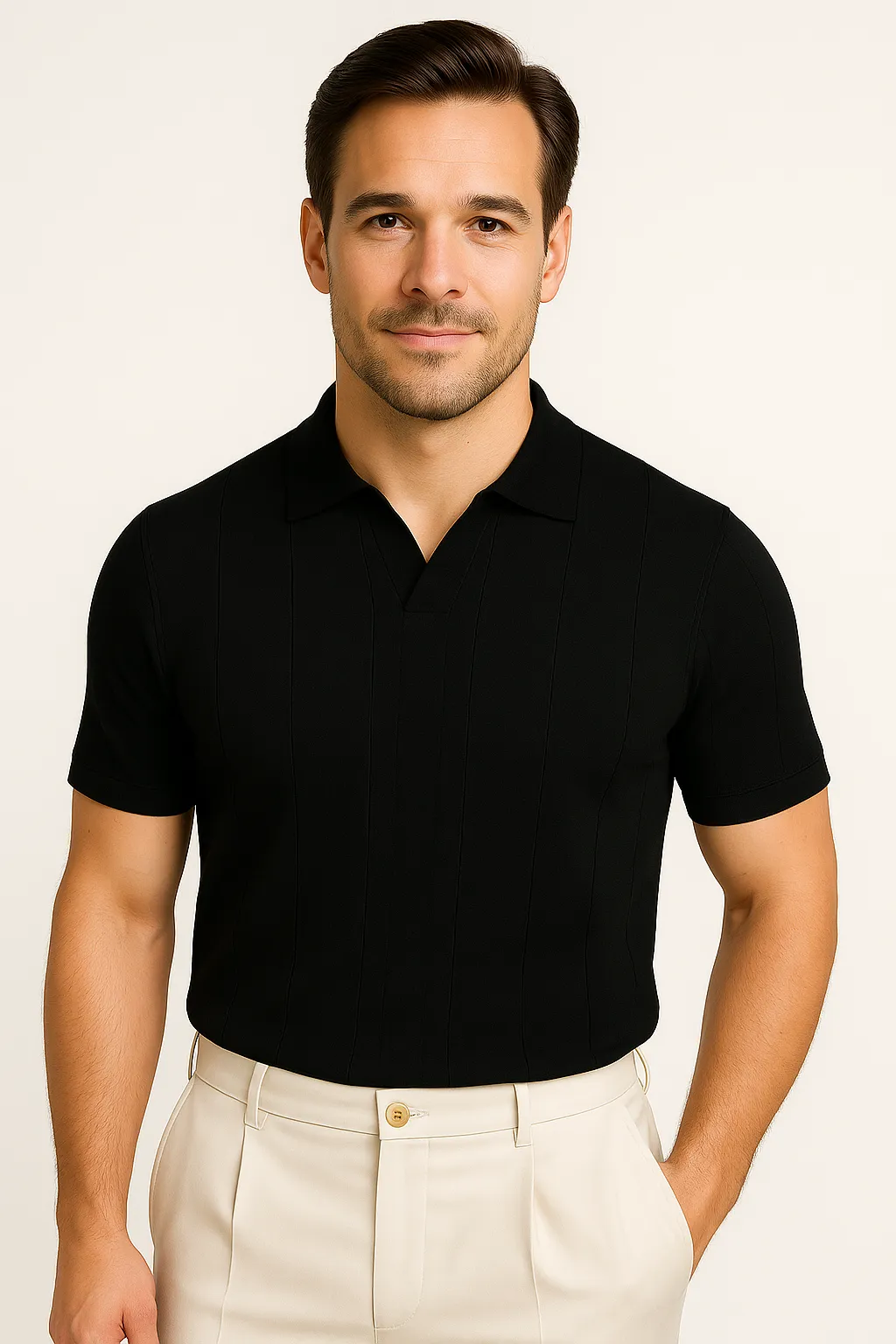 LumiNovi | The Striped Cotton Polo Shirt