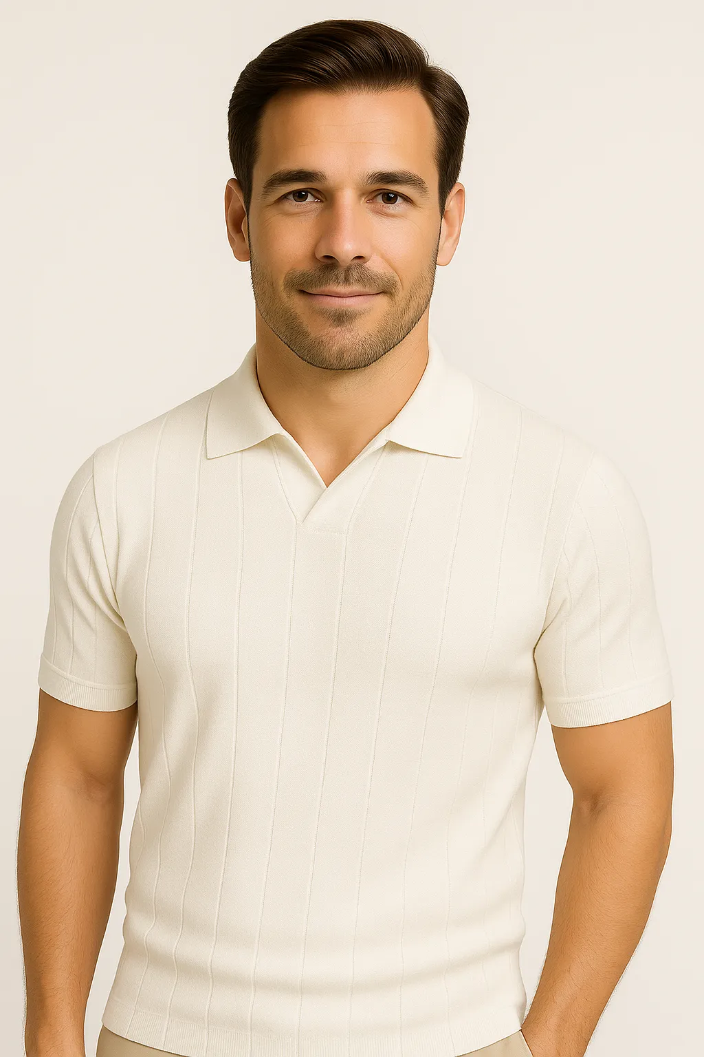 LumiNovi | The Striped Cotton Polo Shirt