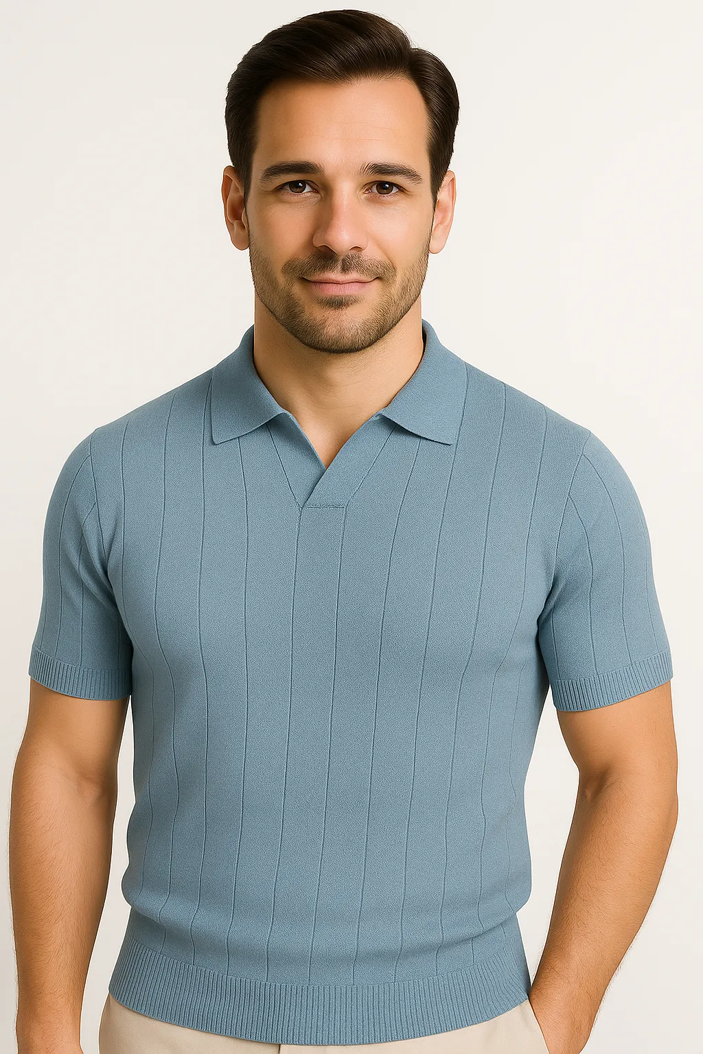 LumiNovi | The Striped Cotton Polo Shirt