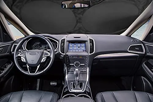Magnelex Windshield Sunshade with Bonus Steering Wheel Sun Shade. Reflective Polyester Blocks Heat and Sun. Foldable Sun Shield Keeps Your Vehicle Cool (Medium 59 x 31 in)