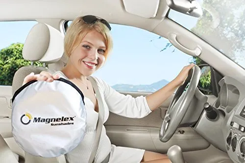 Magnelex Windshield Sunshade with Bonus Steering Wheel Sun Shade. Reflective Polyester Blocks Heat and Sun. Foldable Sun Shield Keeps Your Vehicle Cool (Medium 59 x 31 in)