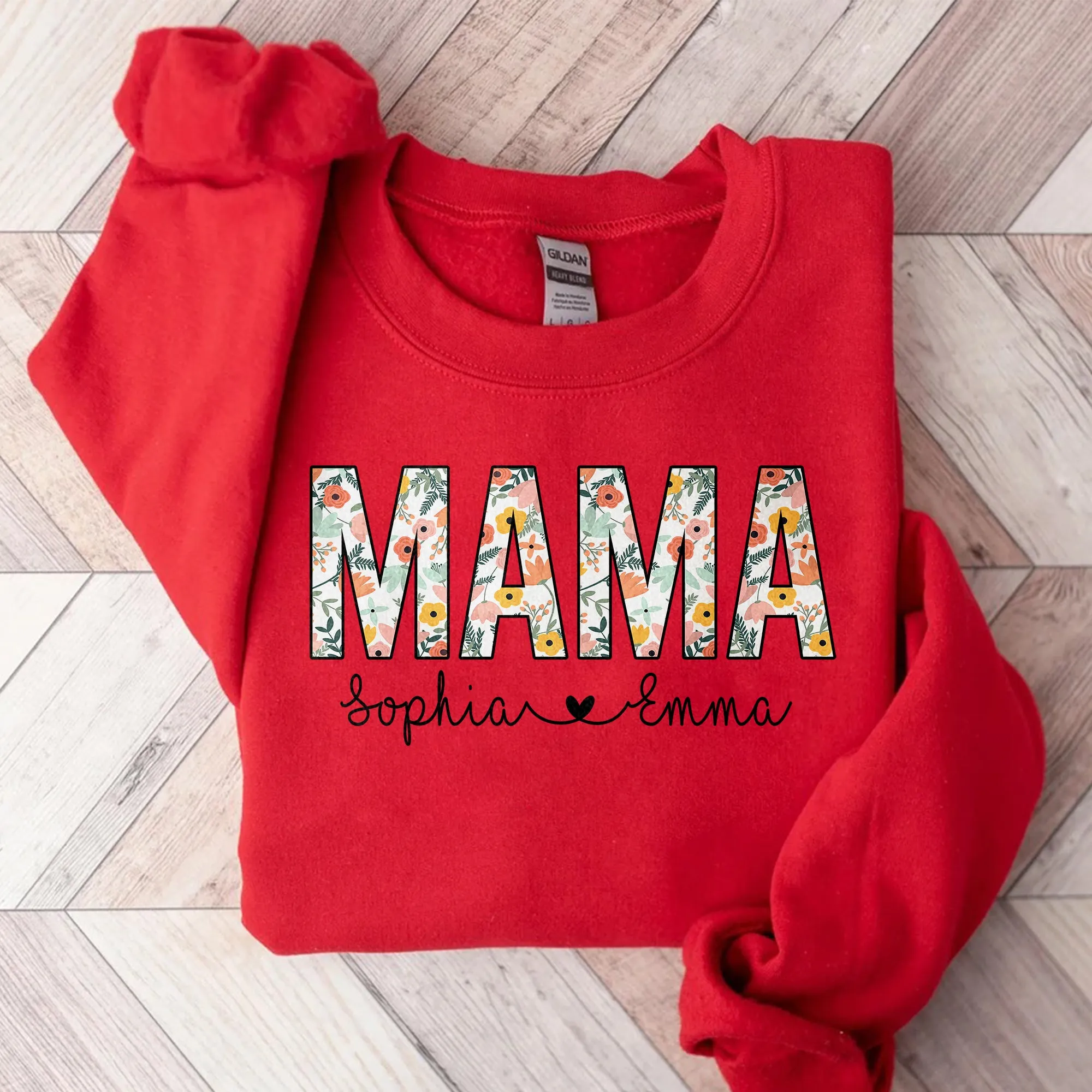 Mama Floral Sweatshirt, Personalized Mom Shirt With Kids Names, Gift For Mom, Mother's Day Shirt, Custom Kid's Names Mom Shirt, Retro Mama Shirt