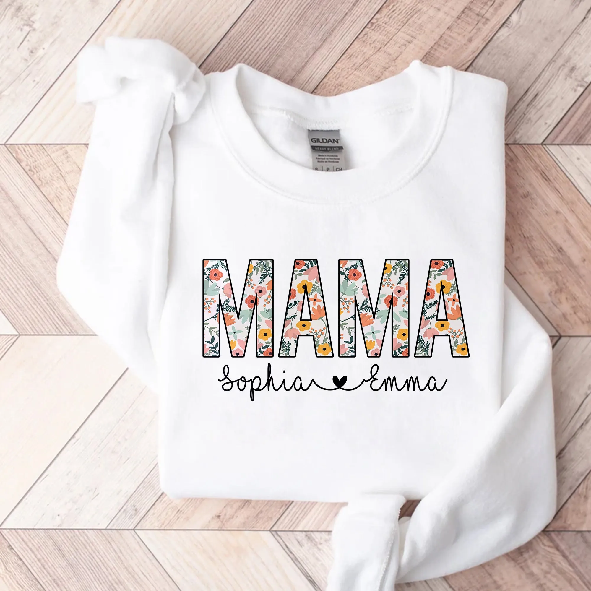 Mama Floral Sweatshirt, Personalized Mom Shirt With Kids Names, Gift For Mom, Mother's Day Shirt, Custom Kid's Names Mom Shirt, Retro Mama Shirt