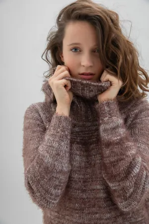 Marble Womens Fluffy Jumper- Brown
