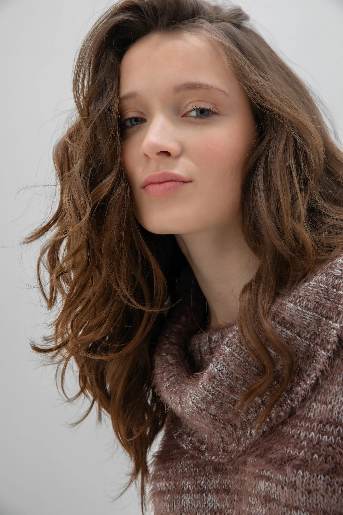 Marble Womens Fluffy Jumper- Brown