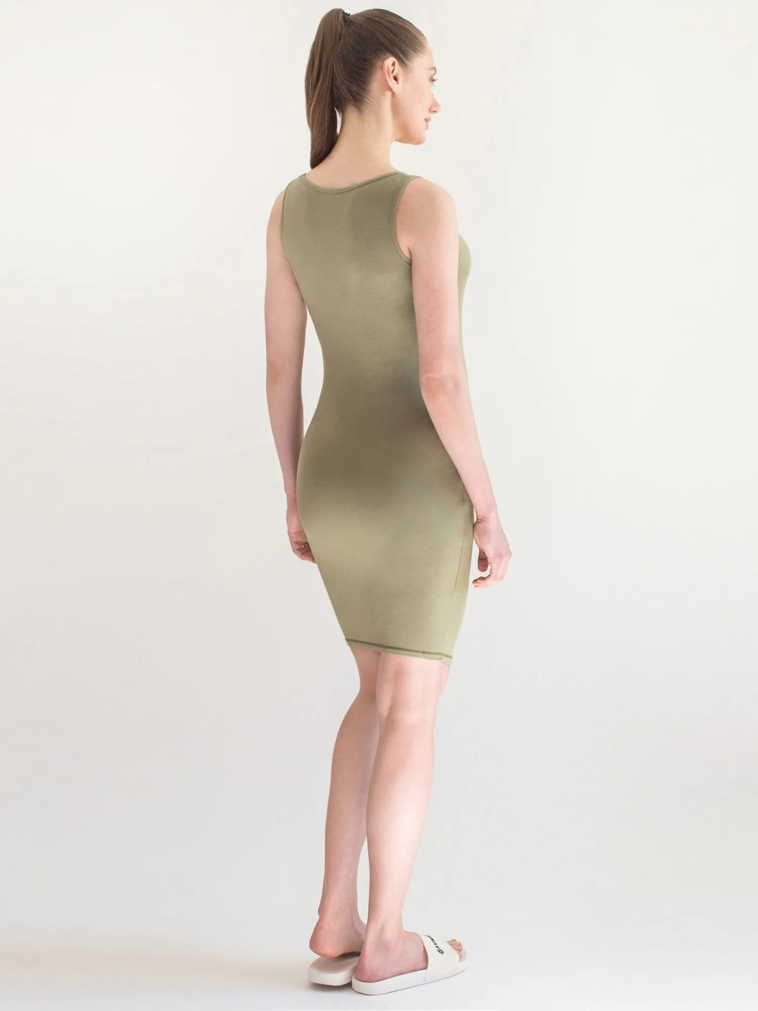 MATERNITY SOFT STRETCH SLEEVELESS MIDI DRESS, SAGE