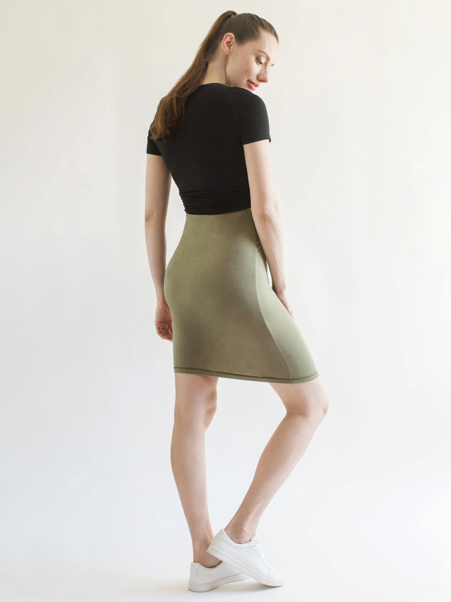 MATERNITY SOFT STRETCH SLEEVELESS MIDI DRESS, SAGE