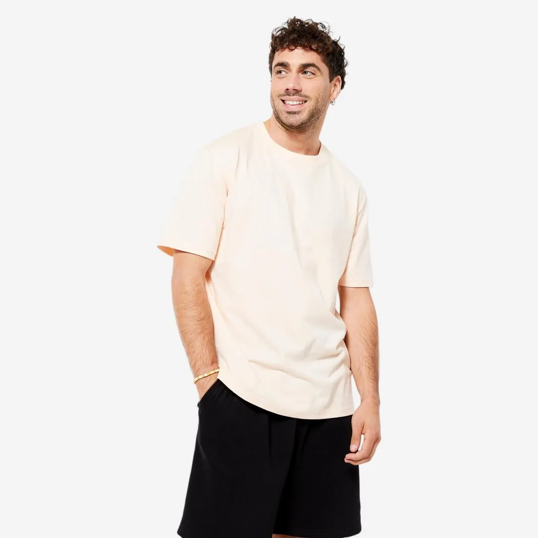 Men's Fitness T-Shirt 500 Essentials - Pale