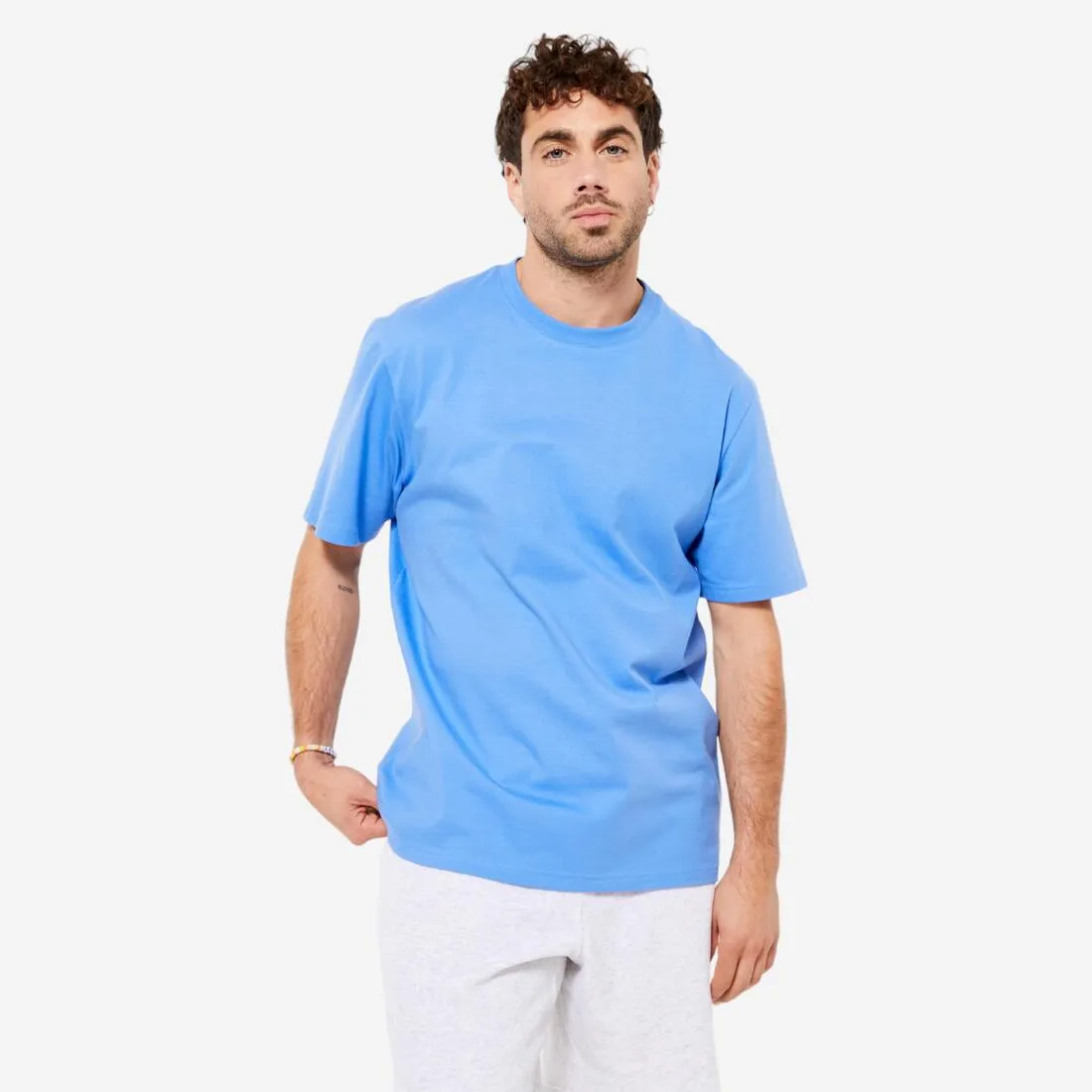 Men's Fitness T-Shirt 500 Essentials - Pale